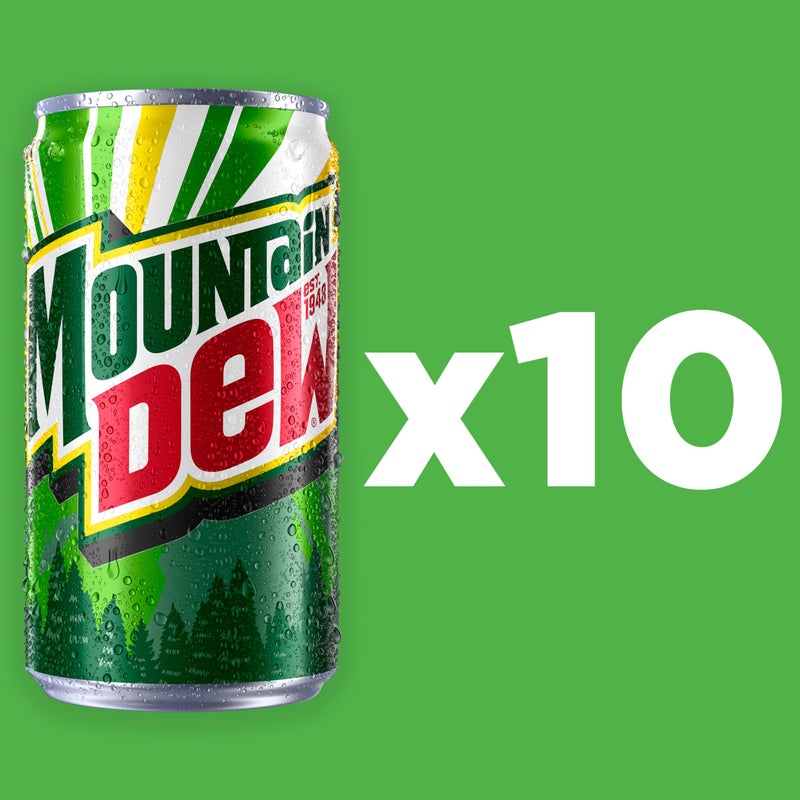 Mountain Dew Soda, Mini Cans, 7.5 Fl Oz (Pack of 10) - Image 2